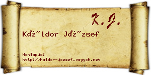 Káldor József névjegykártya